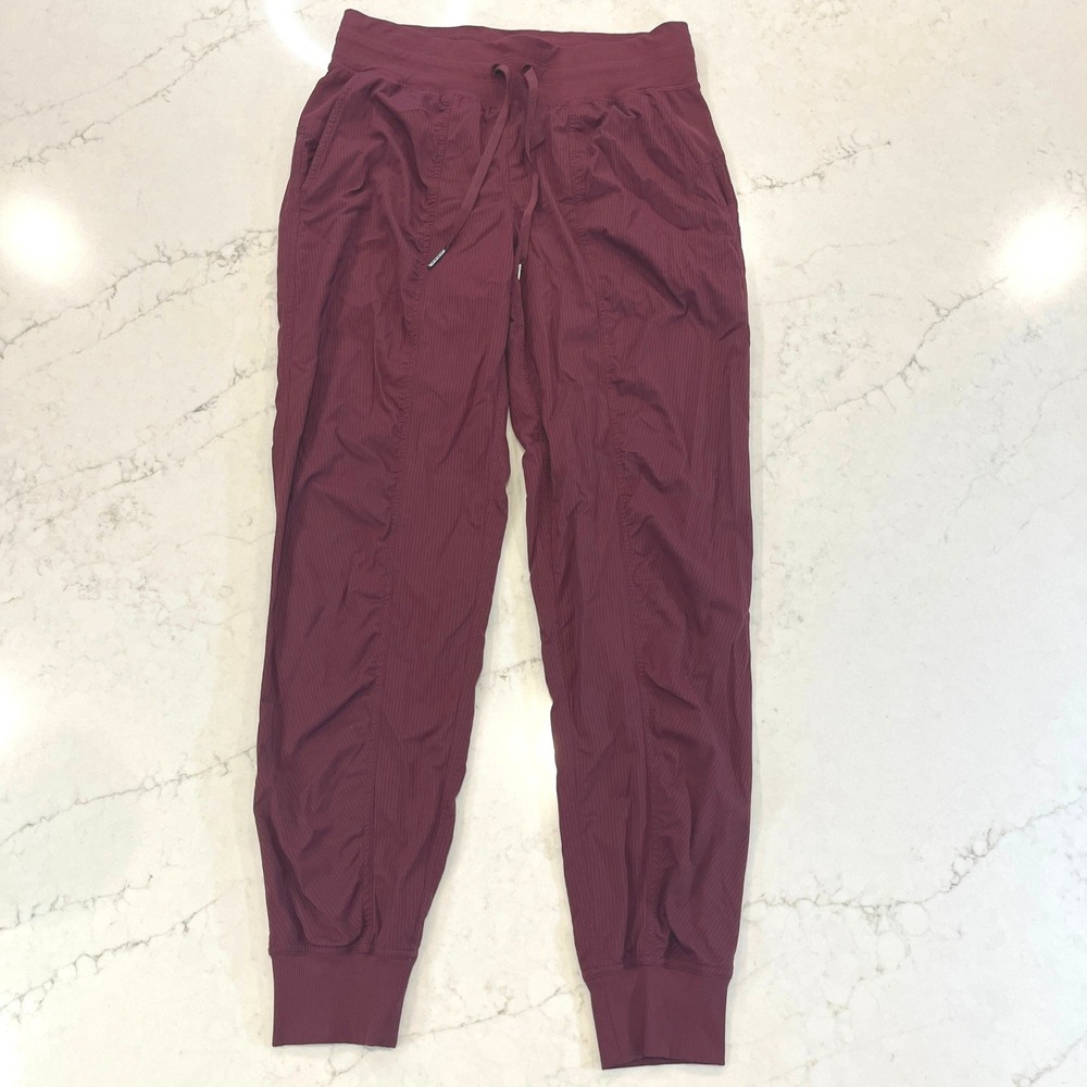 Lululemon Dance Studio Mid Rise Jogger Womens 6 Red Merlot Ribbed Band Pockets
